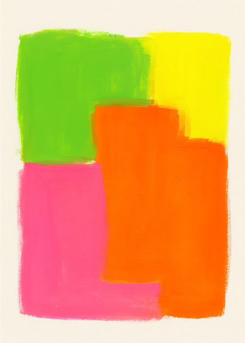 Cuadro abstracto con bloques de color vibrante
