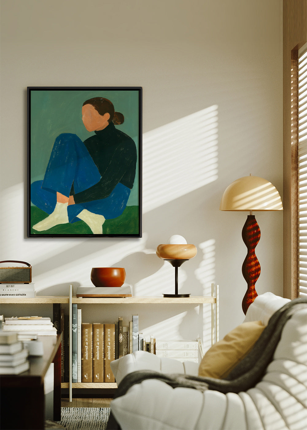 Ilustración de figura sentada minimalista – Canvas2