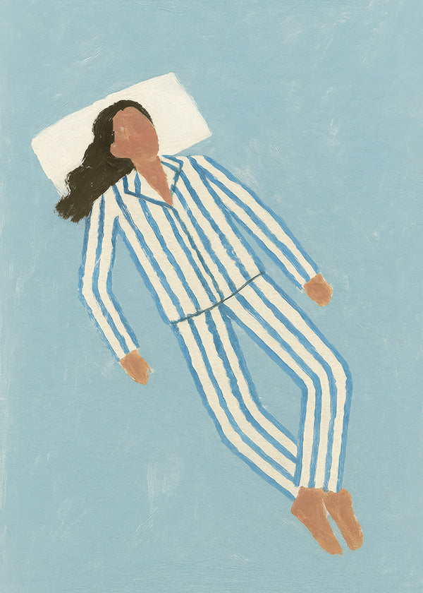 Ilustración mujer en pijama a rayas