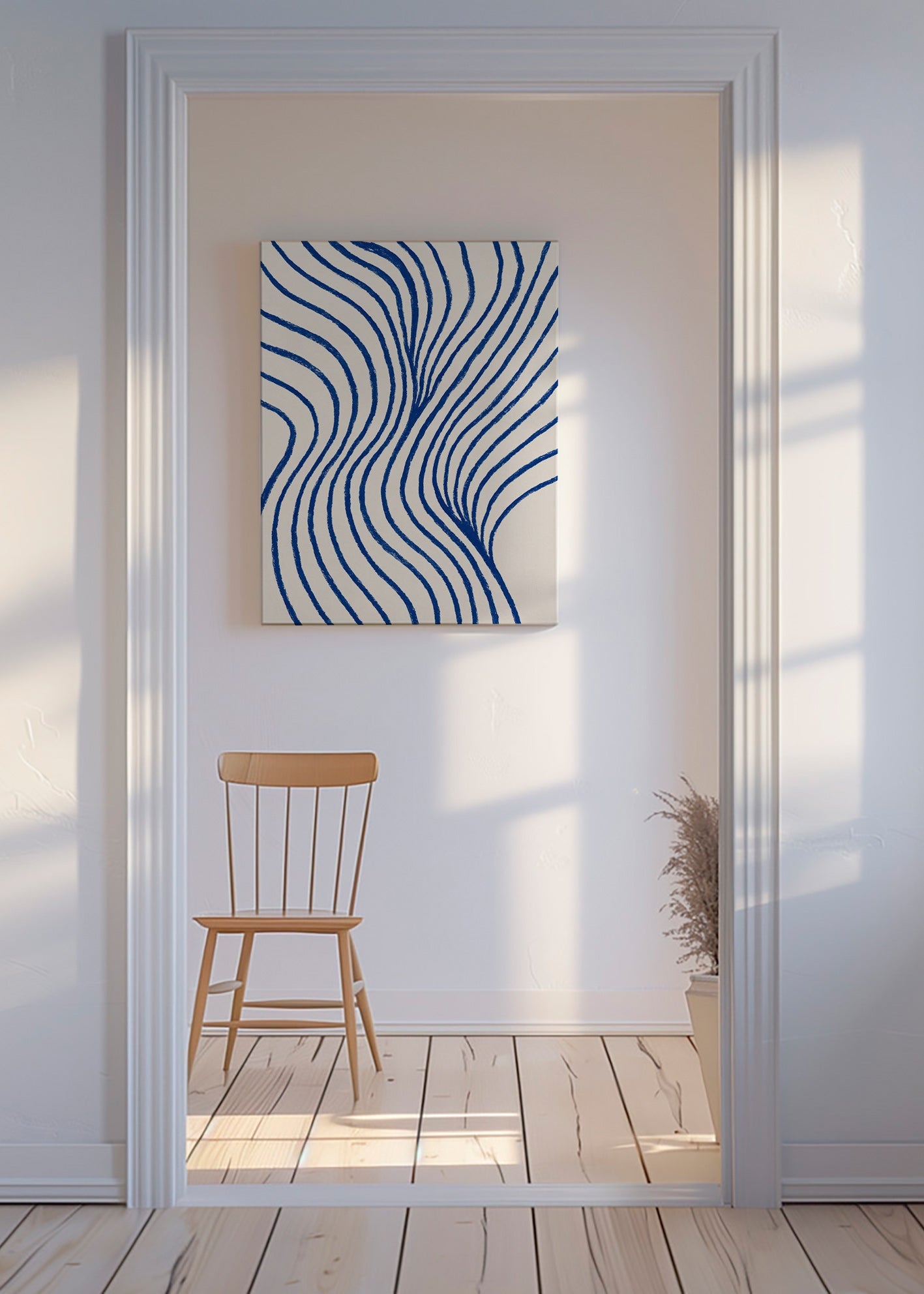 Cuadro abstracto de ondas azules – Canvas