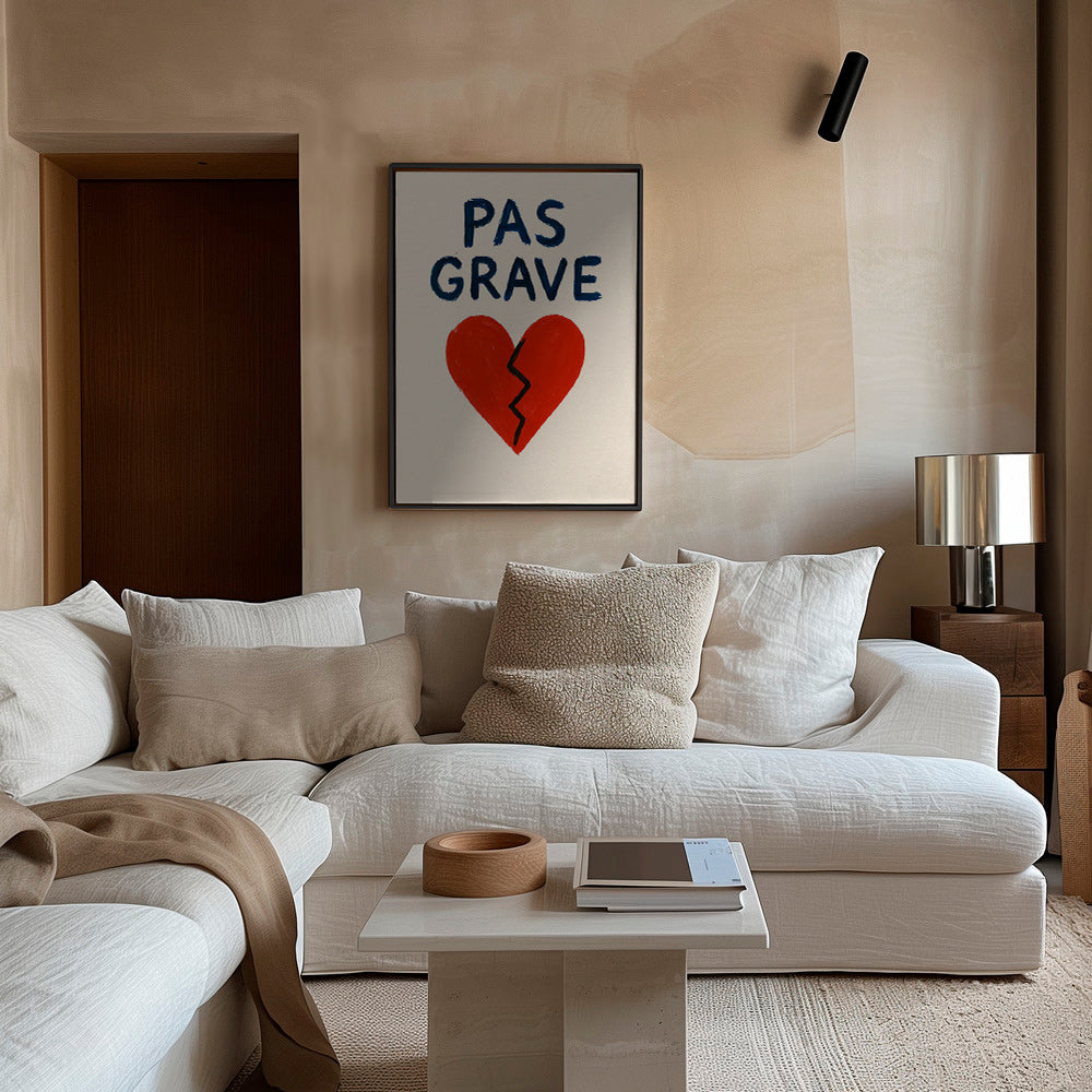 Ilustración corazón roto con texto Pas Grave – Canvas2