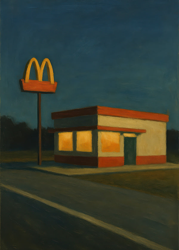 Cuadro de cocina: local nocturno con letrero icónico