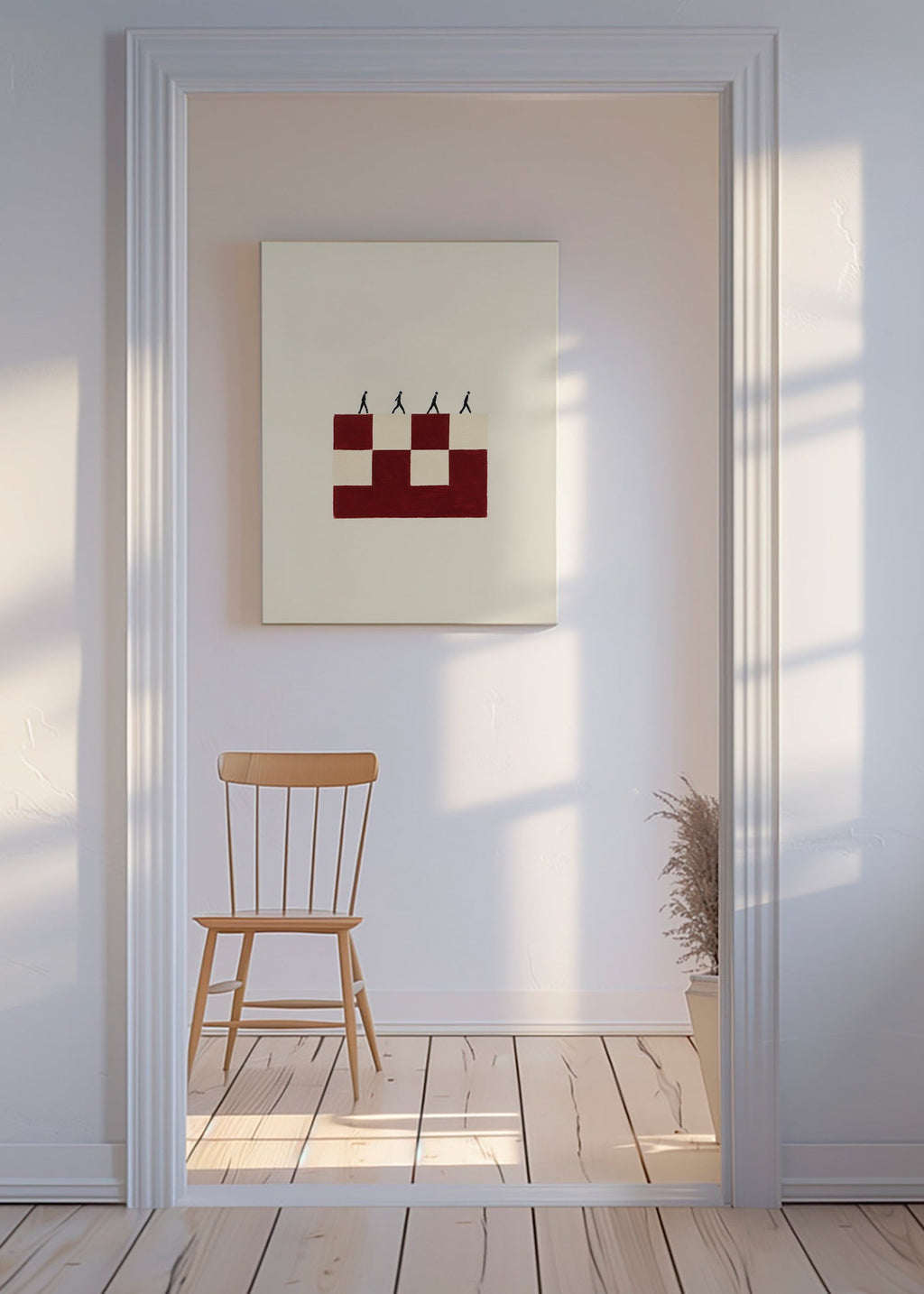 Cuadro geométrico con figuras caminando – Canvas