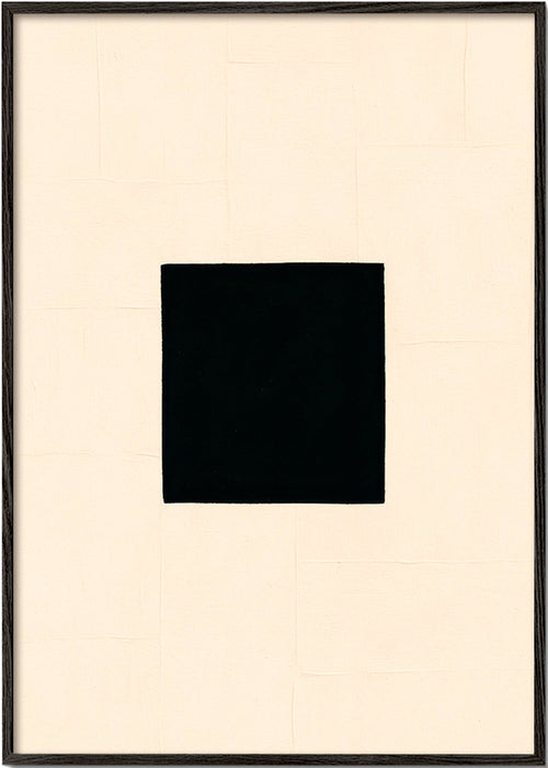 Cuadro abstracto: cuadrado negro sobre crema – Black Frame
