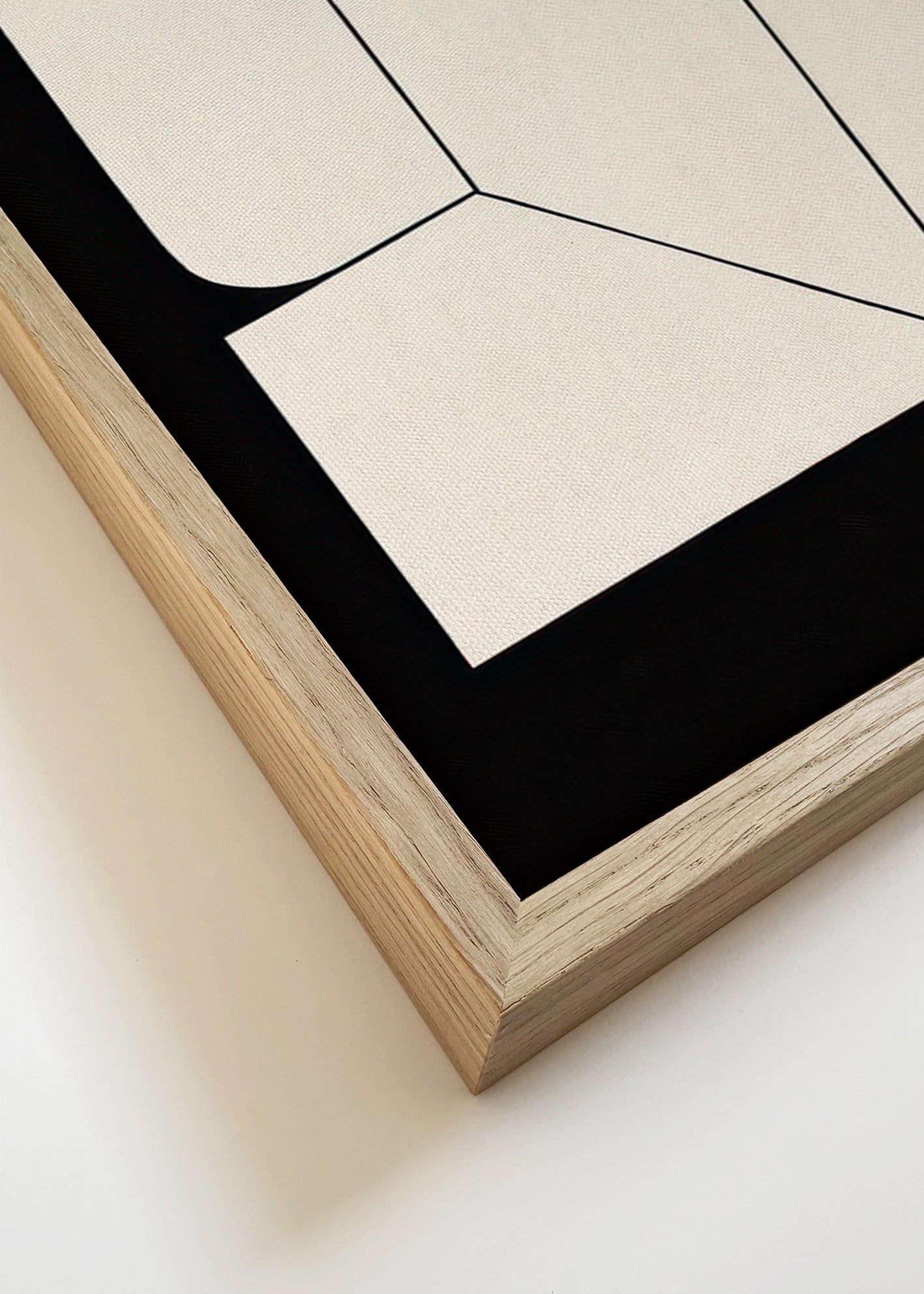 Cuadro geométrico minimalista crema y negro – Canvas detail