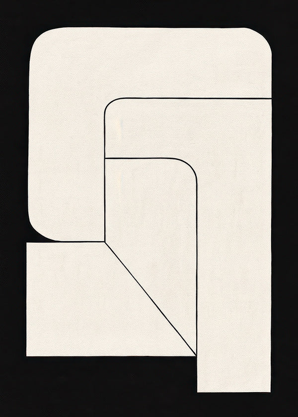 Cuadro geométrico minimalista crema y negro