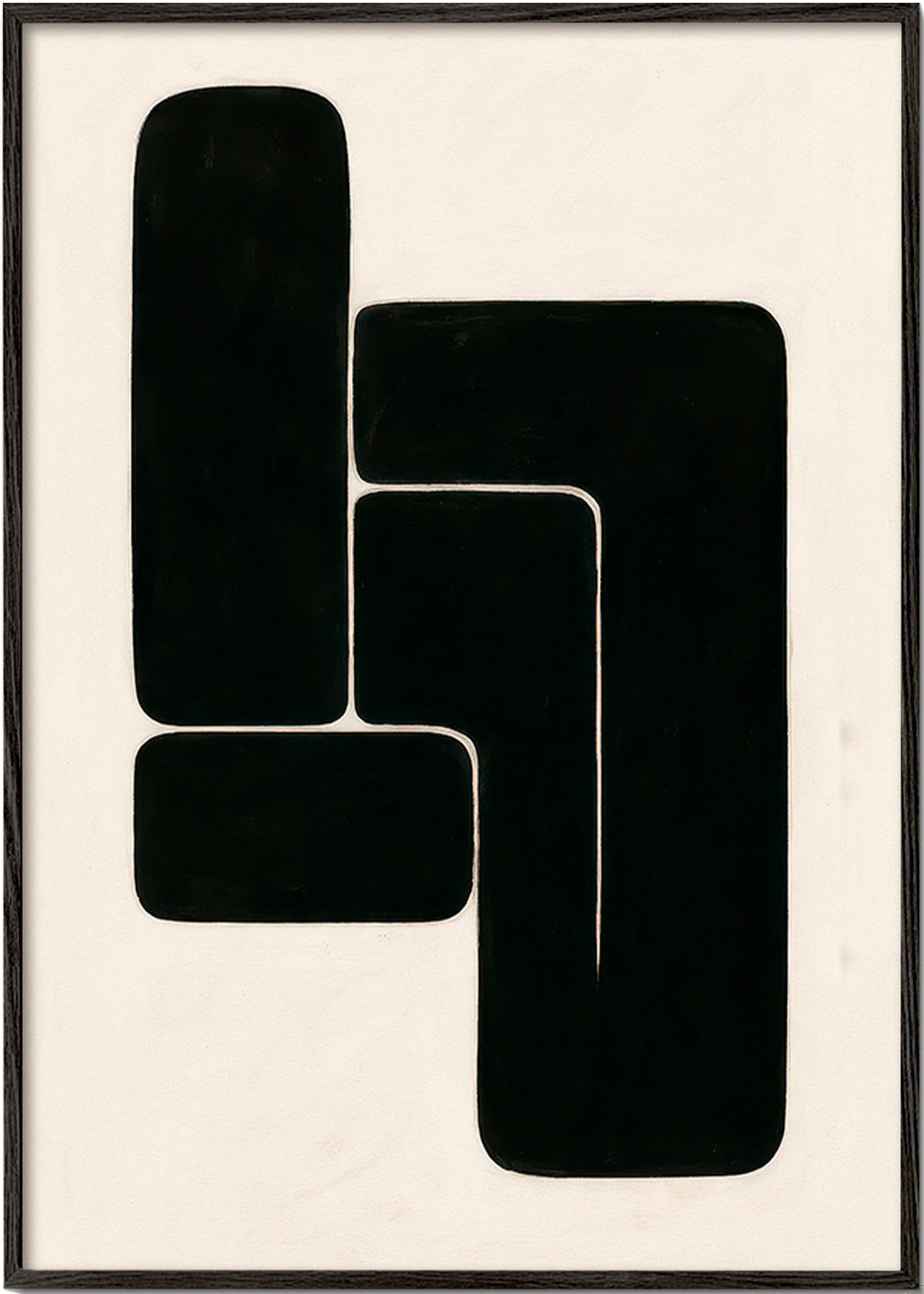 Cuadro geométrico en formas negras y fondo crema – Black Frame