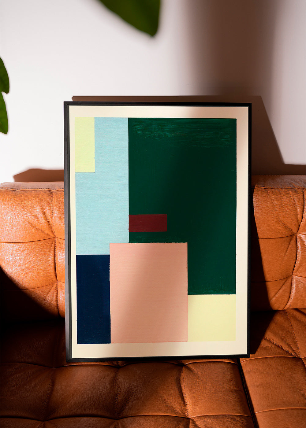 Cuadro geométrico: bloques pastel y verde profundo – Product2