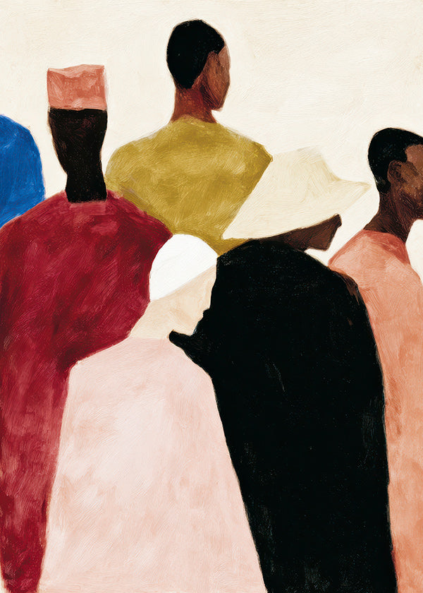 Cuadro abstracto de figuras agrupadas