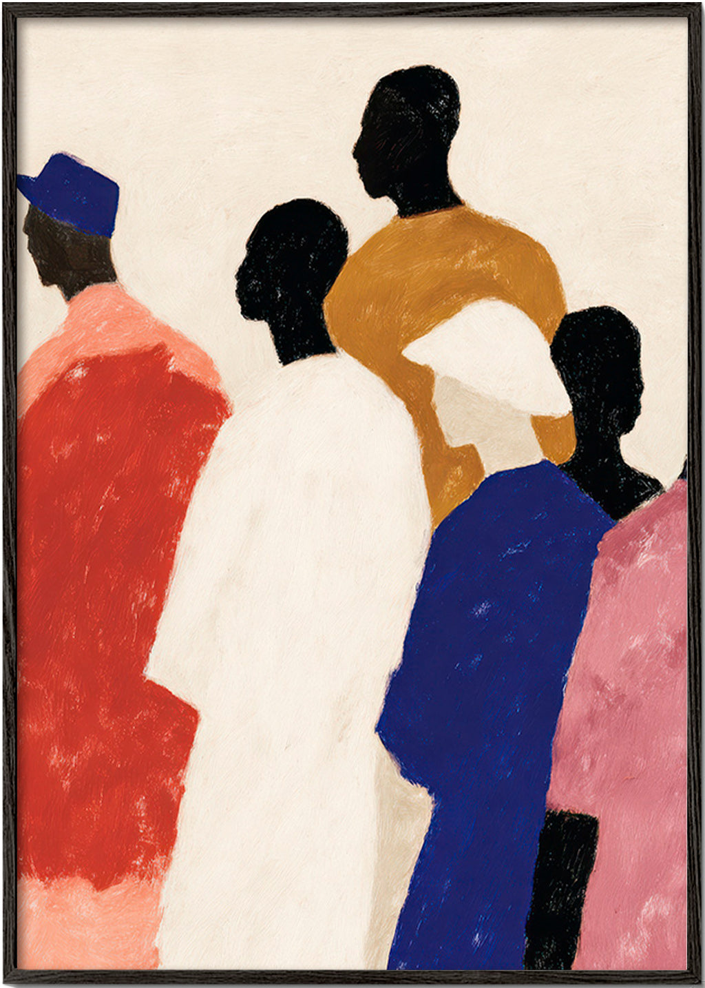 Cuadro abstracto de figuras en fila – Black Frame