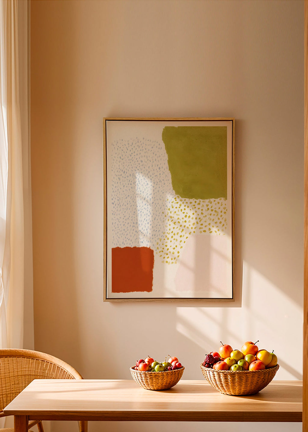 Lámina botánica con bloques oliva y terracota – Canvas2