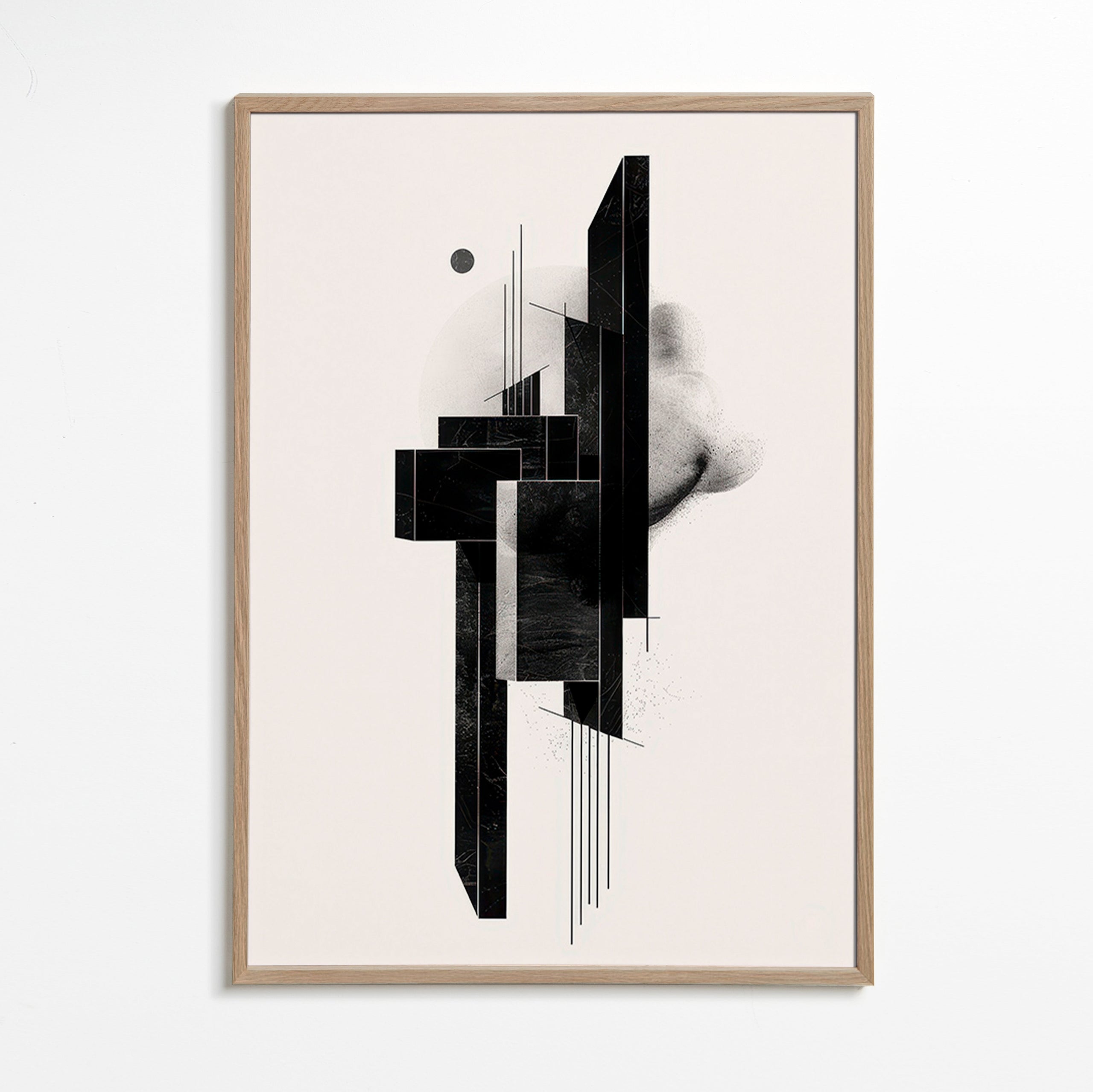 Cuadro geométrico monolito en negro – Oak Frame