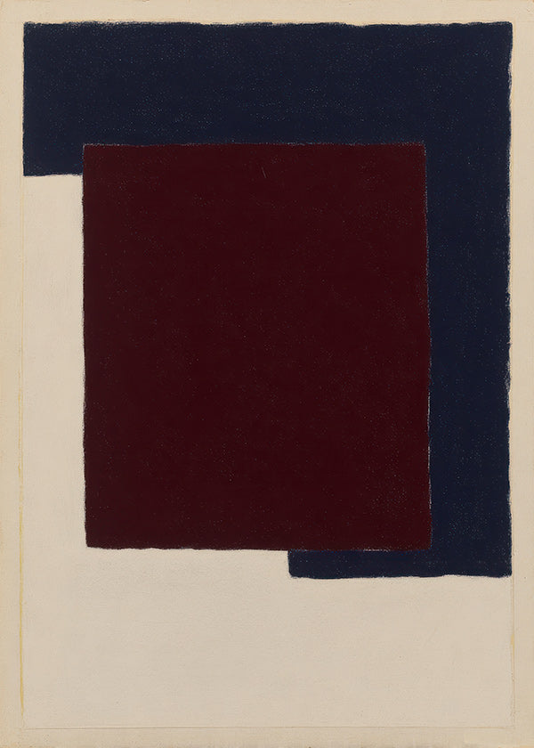 Cuadro abstracto de bloques burdeos y azul