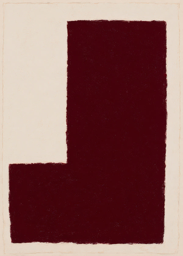 Cuadro abstracto con gran bloque burdeos