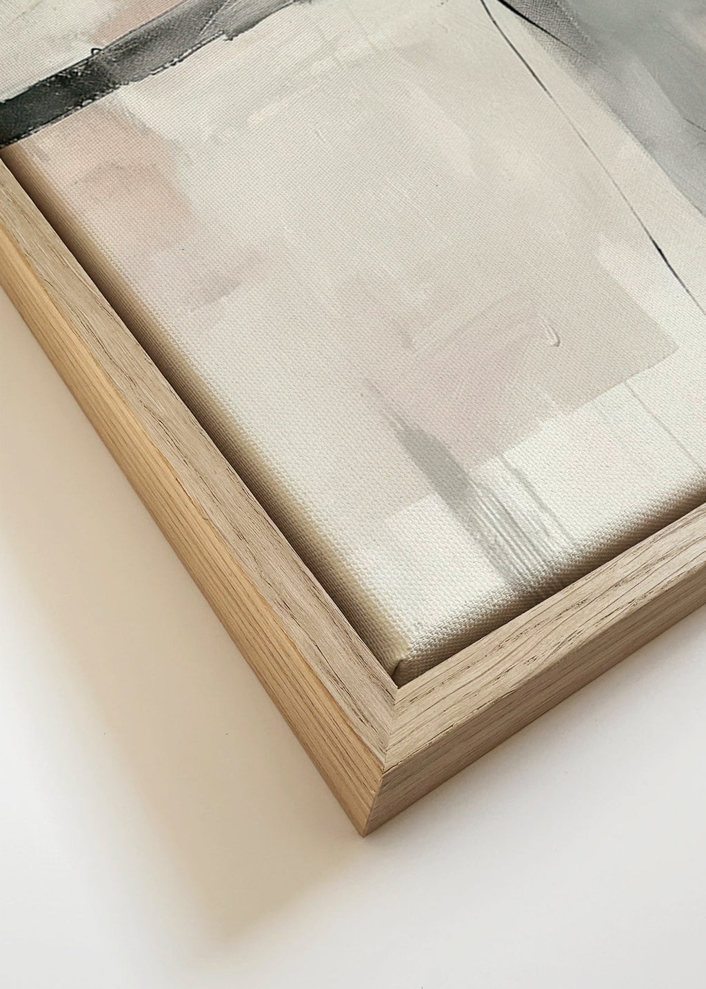 Cuadro abstracto con líneas y planos grises – Canvas detail