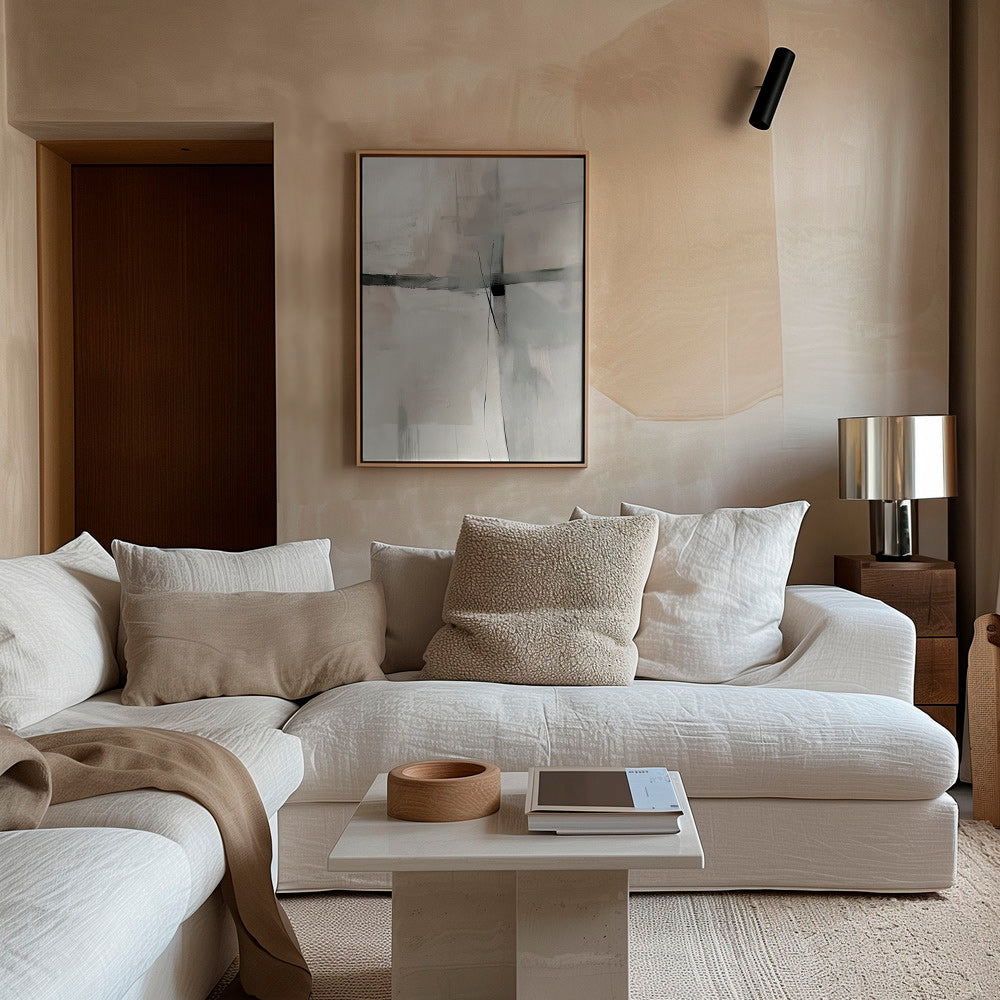 Cuadro abstracto con líneas y planos grises – Canvas1