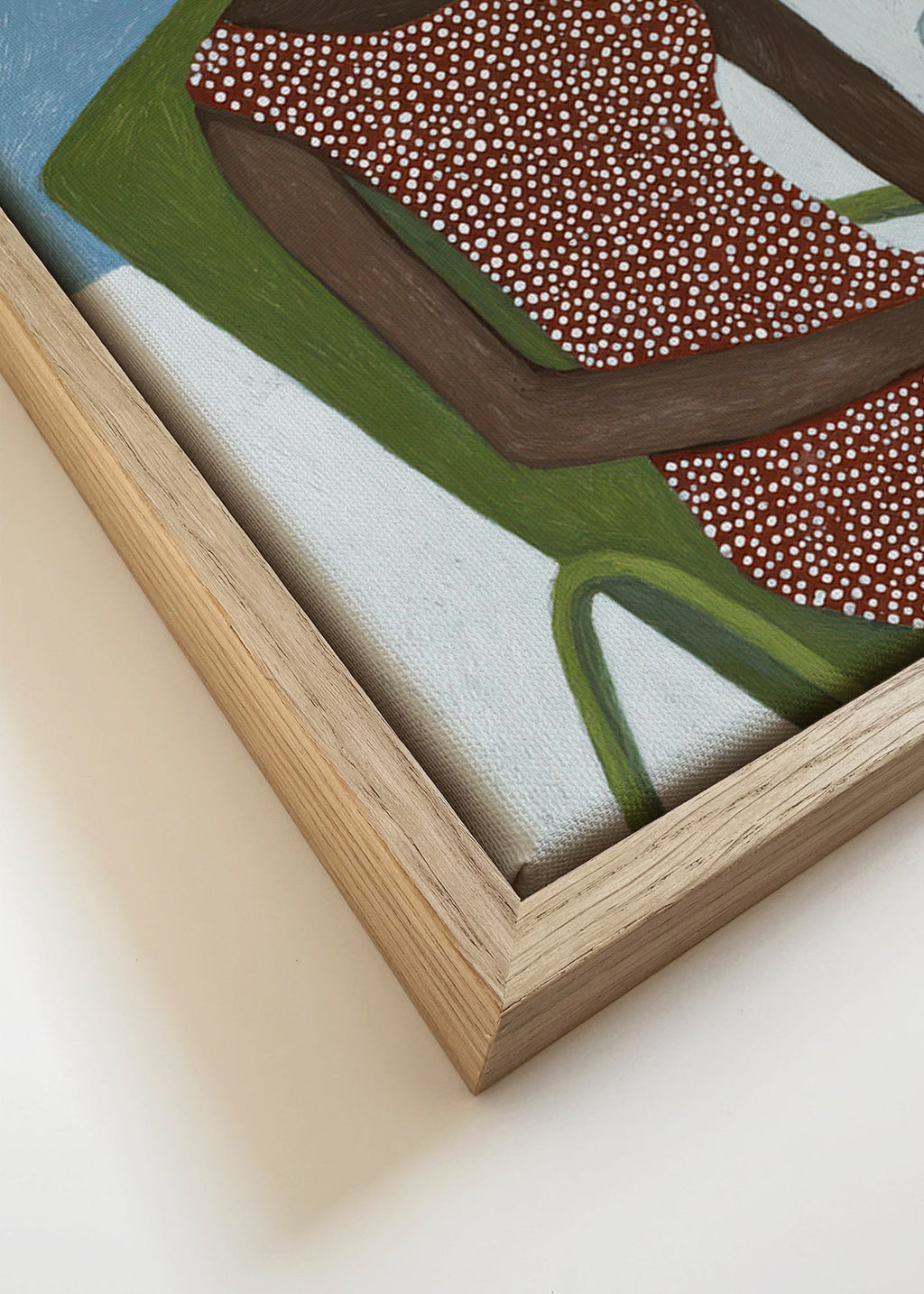 Ilustración femenina con sombrero y silla verde – Canvas detail