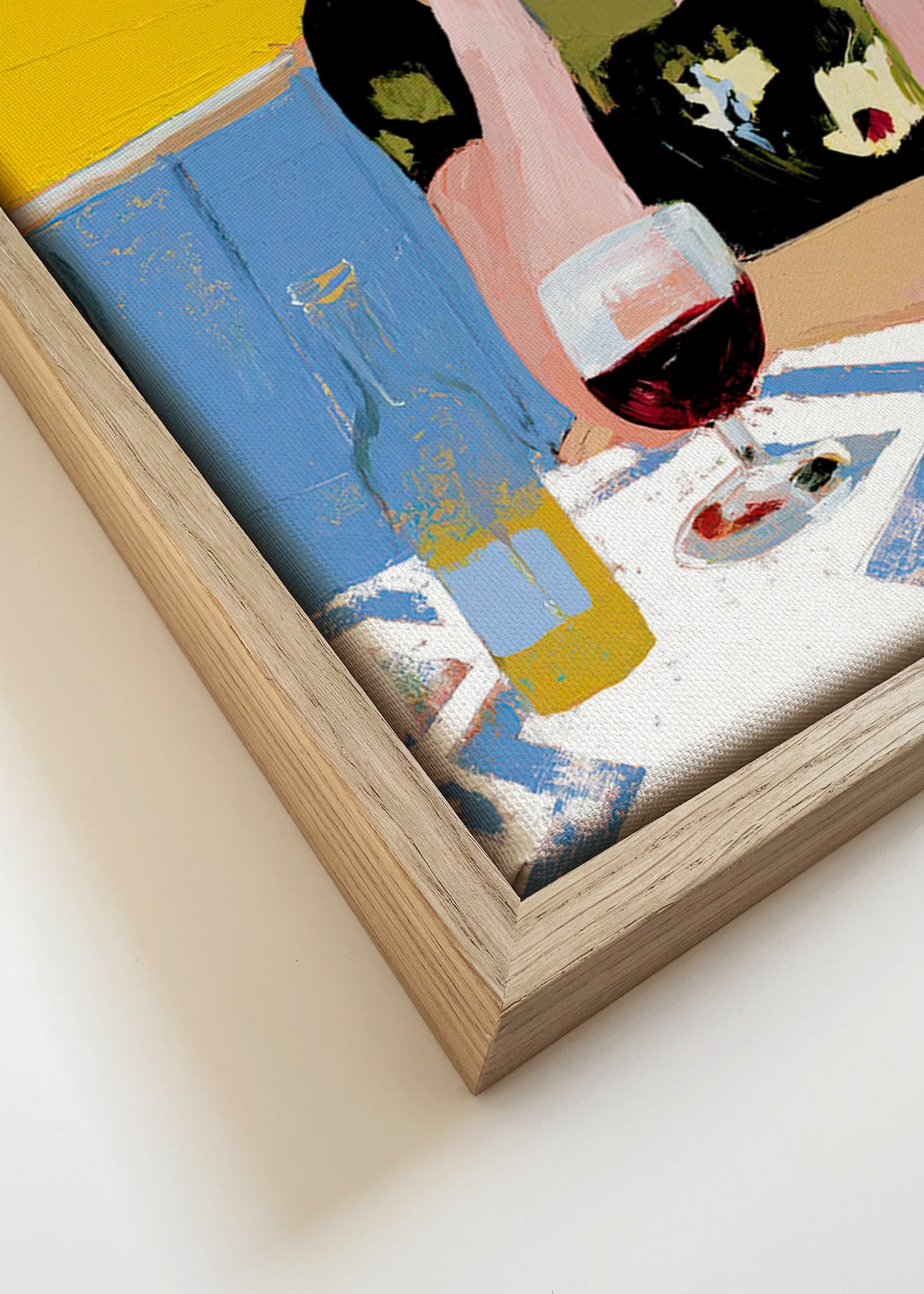 Cuadro de cocina: mujer con cóctel en mesa – Canvas detail