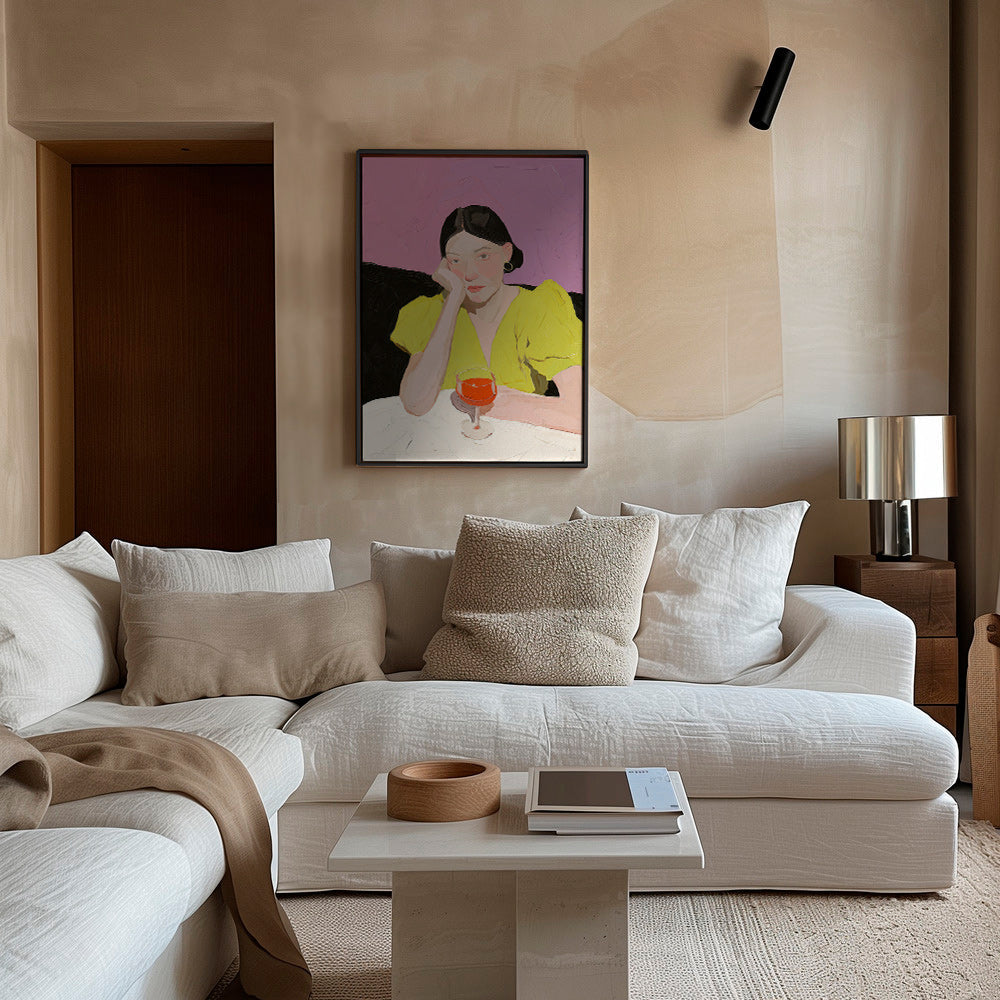 Ilustración de retrato femenino con copa – Canvas2