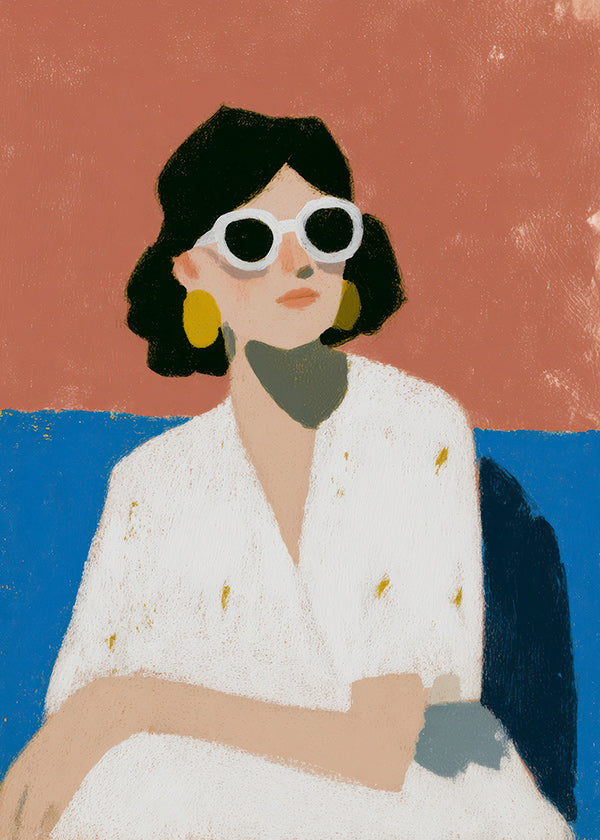 Ilustración femenina con gafas blancas