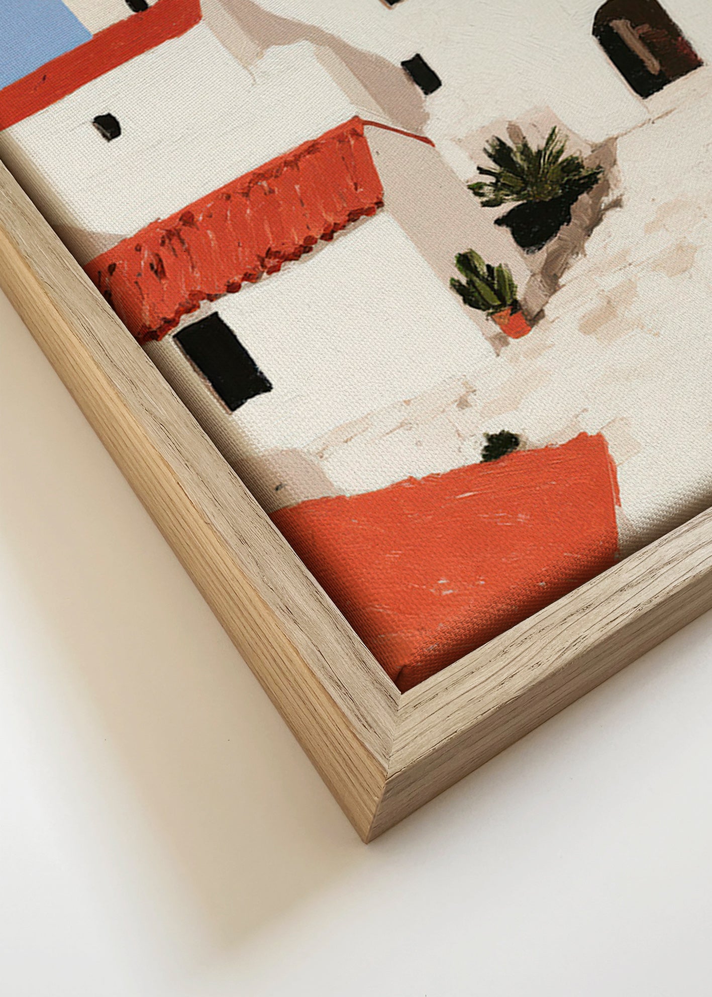 Cuadro de paisaje mediterráneo con tejados rojos – Canvas detail