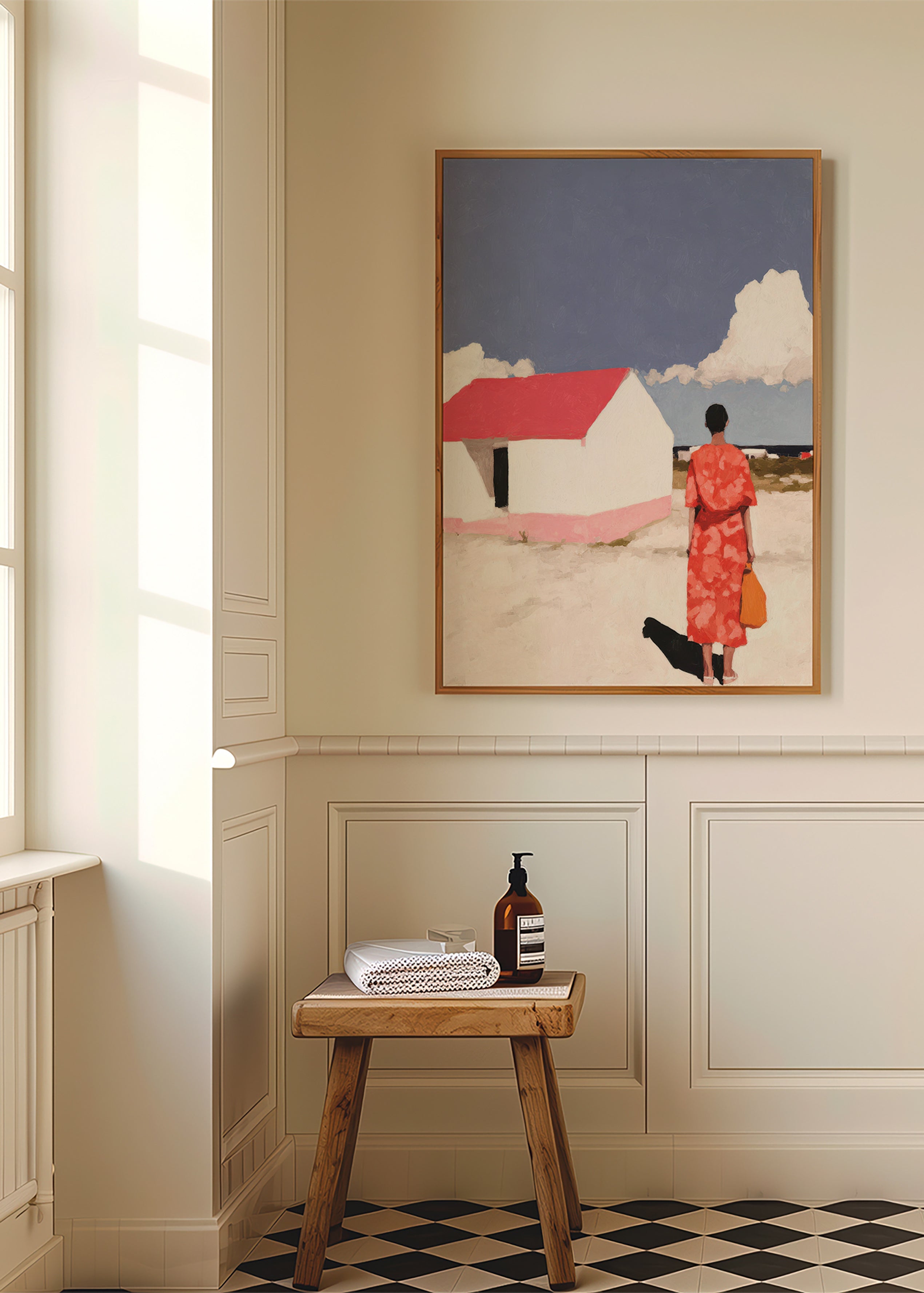 Cuadro de paisaje con figura y casita roja – Product3