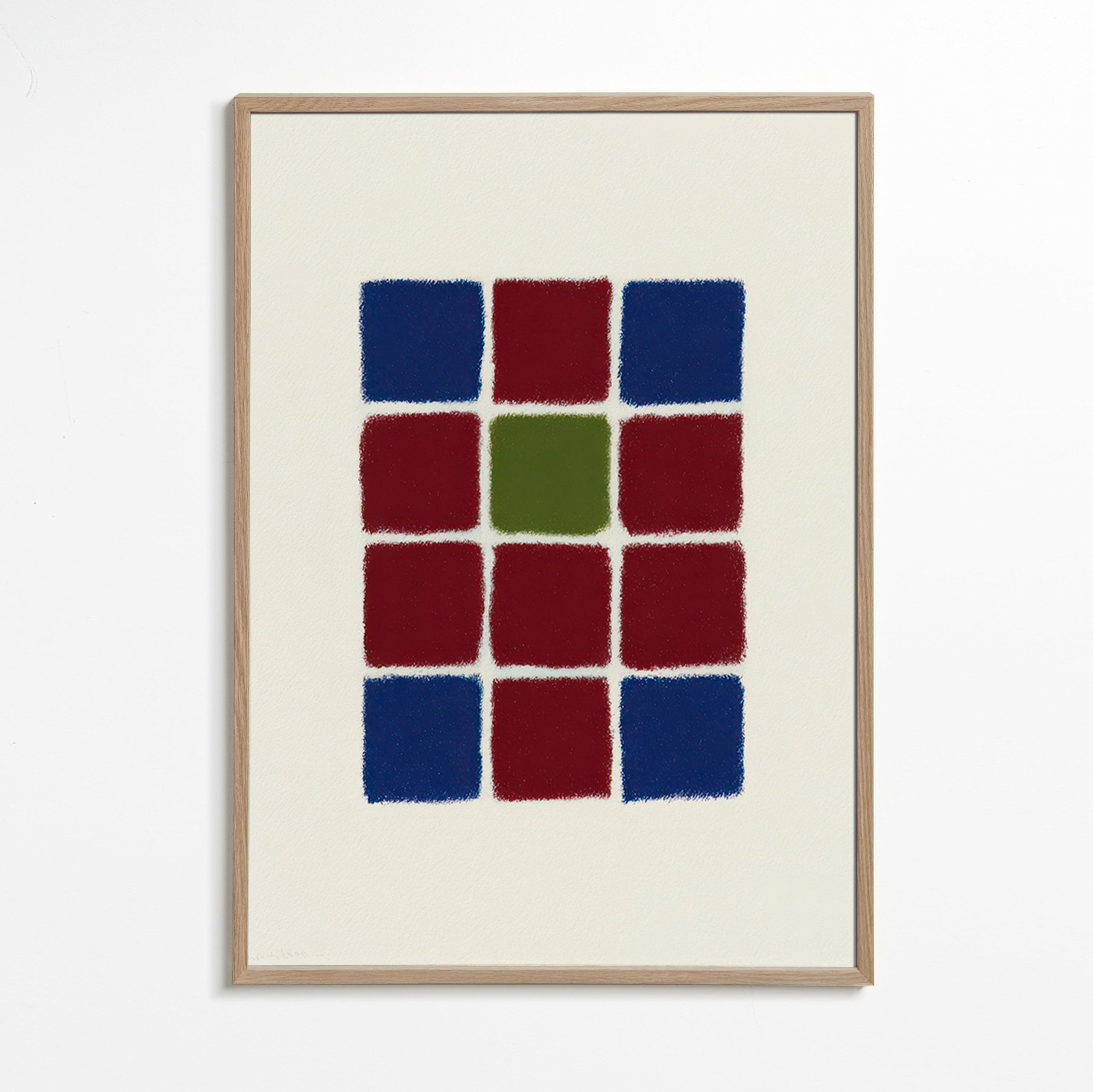 Cuadro geométrico rejilla de cuadrados texturizados – Oak Frame