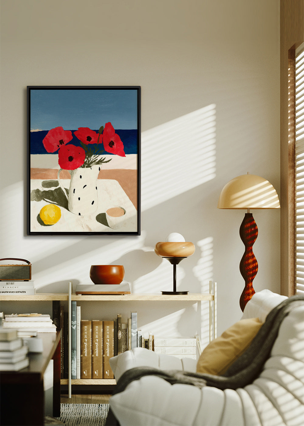 Lámina botánica con amapolas junto al mar – Canvas1