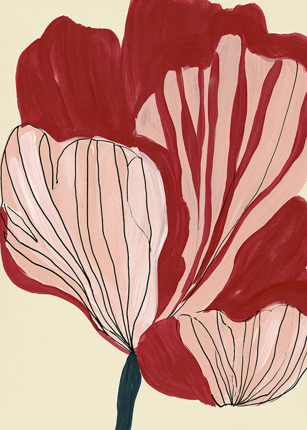 Botanical print scarlet petals