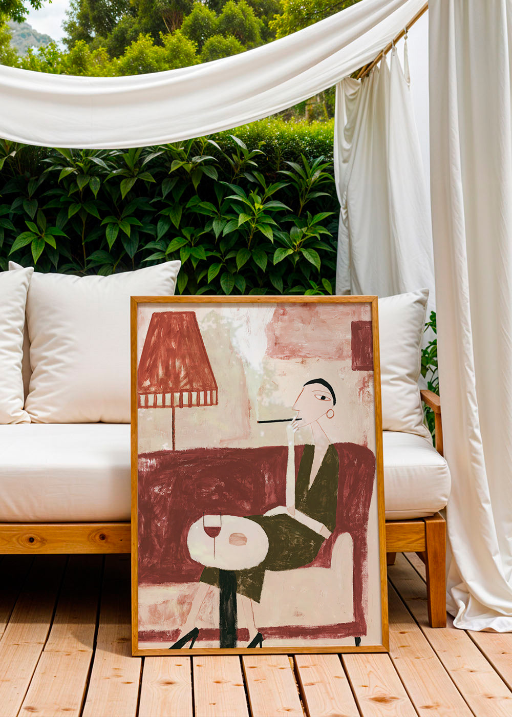 Kitchen art: seated figure with wine