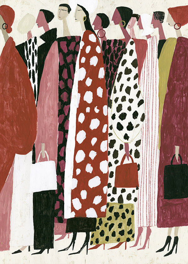 Fashion illustration: stylized profile parade