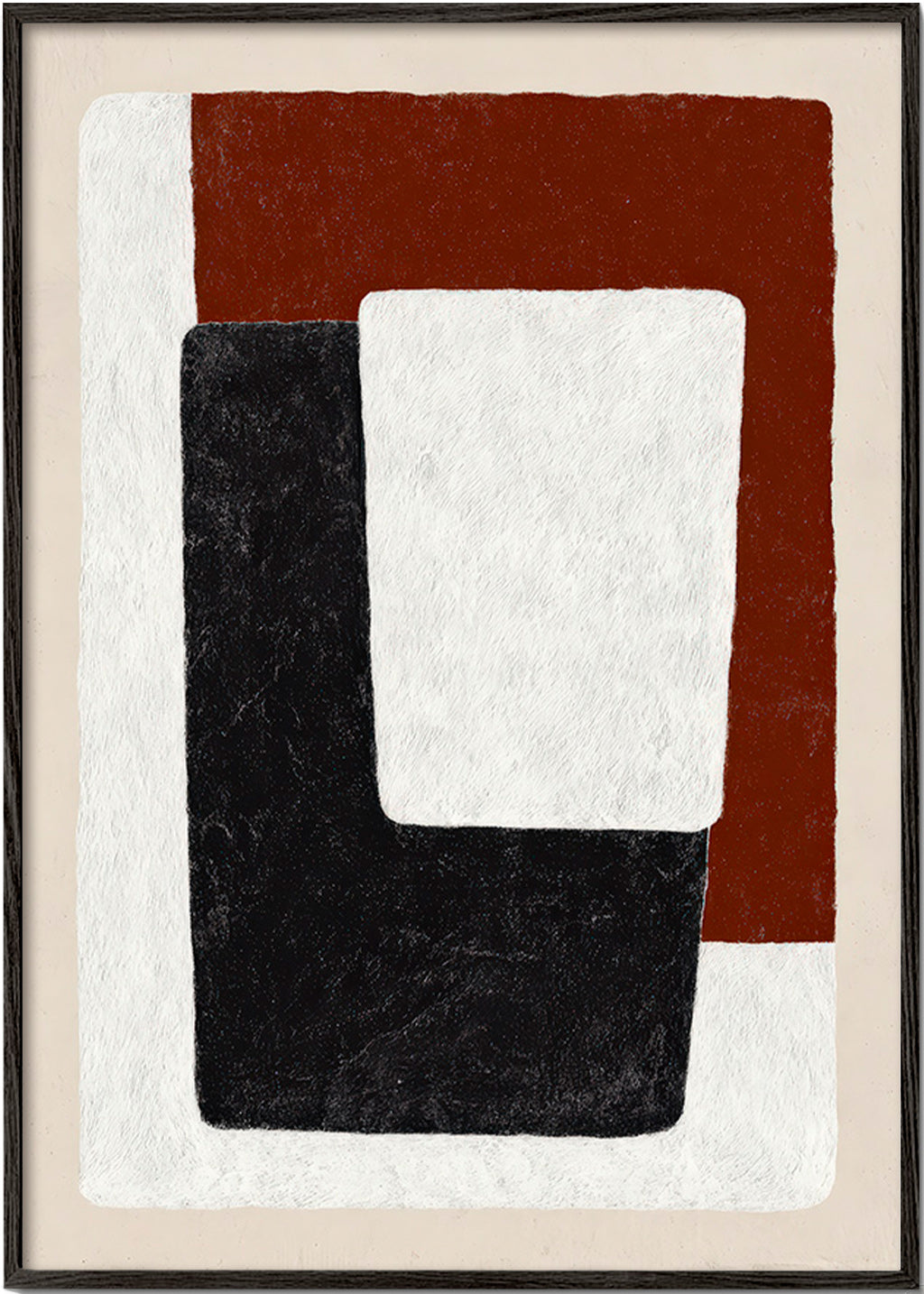 Abstract artwork terracotta and black blocks
