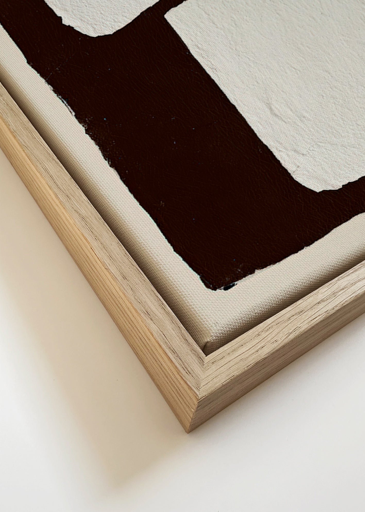 Abstract artwork in mocha with white blocks