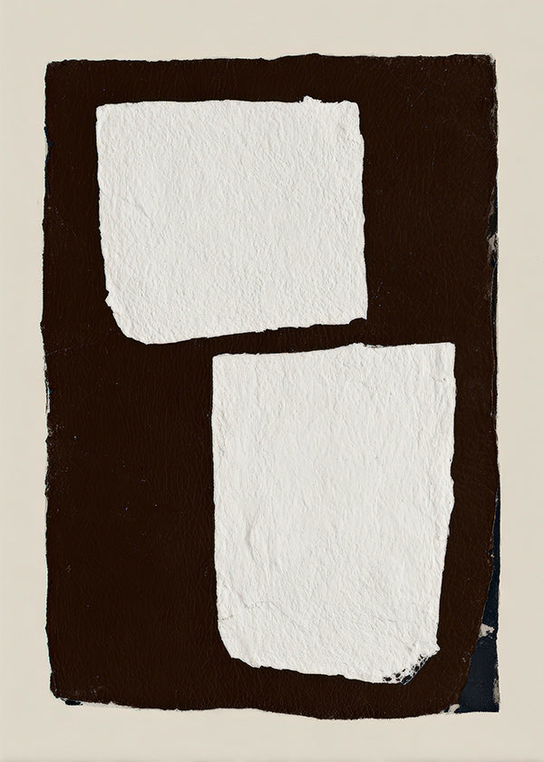 Abstract artwork in mocha with white blocks