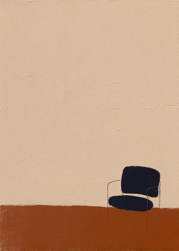 Minimalist art: chair against ochre floor