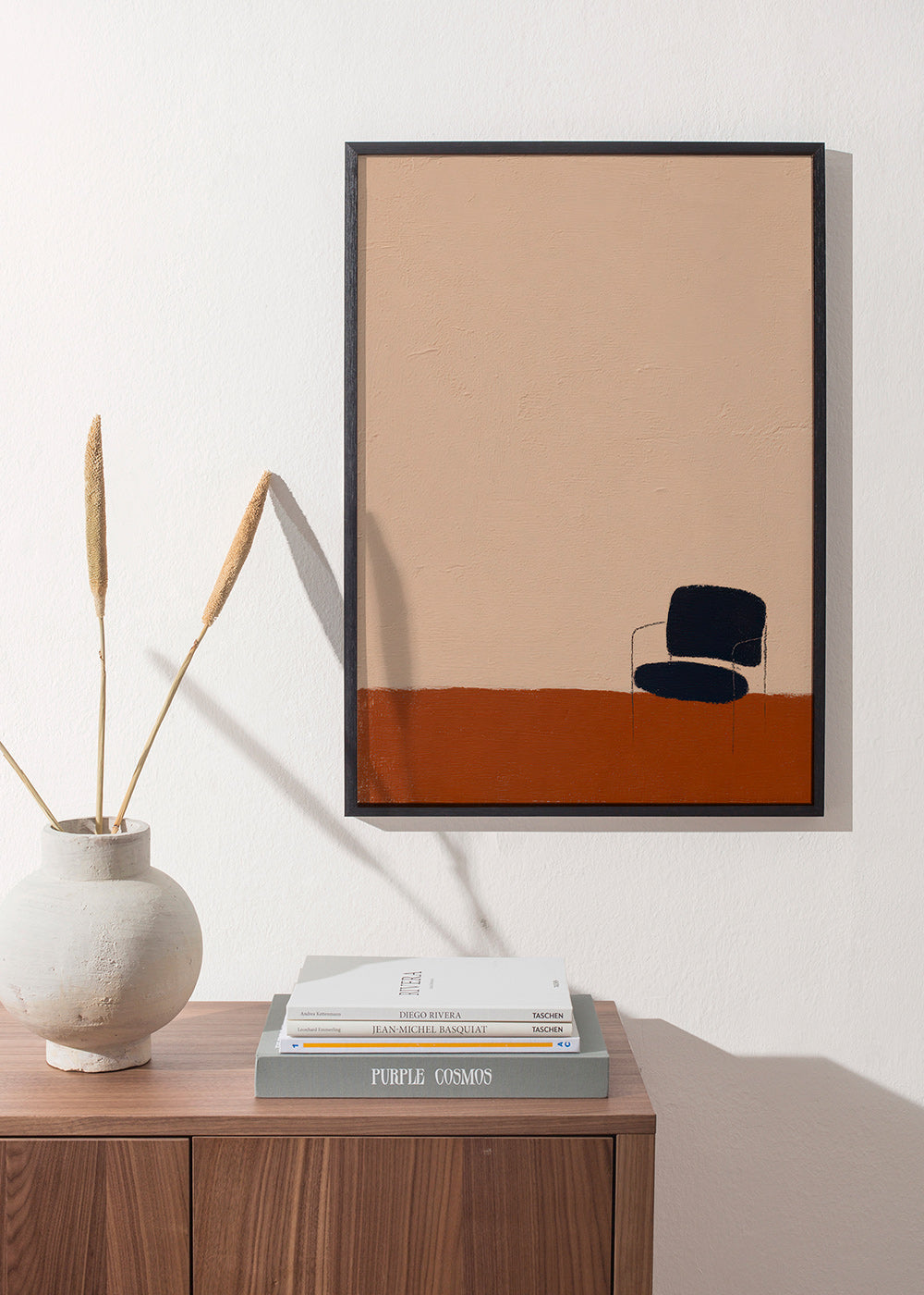 Minimalist art: chair against ochre floor