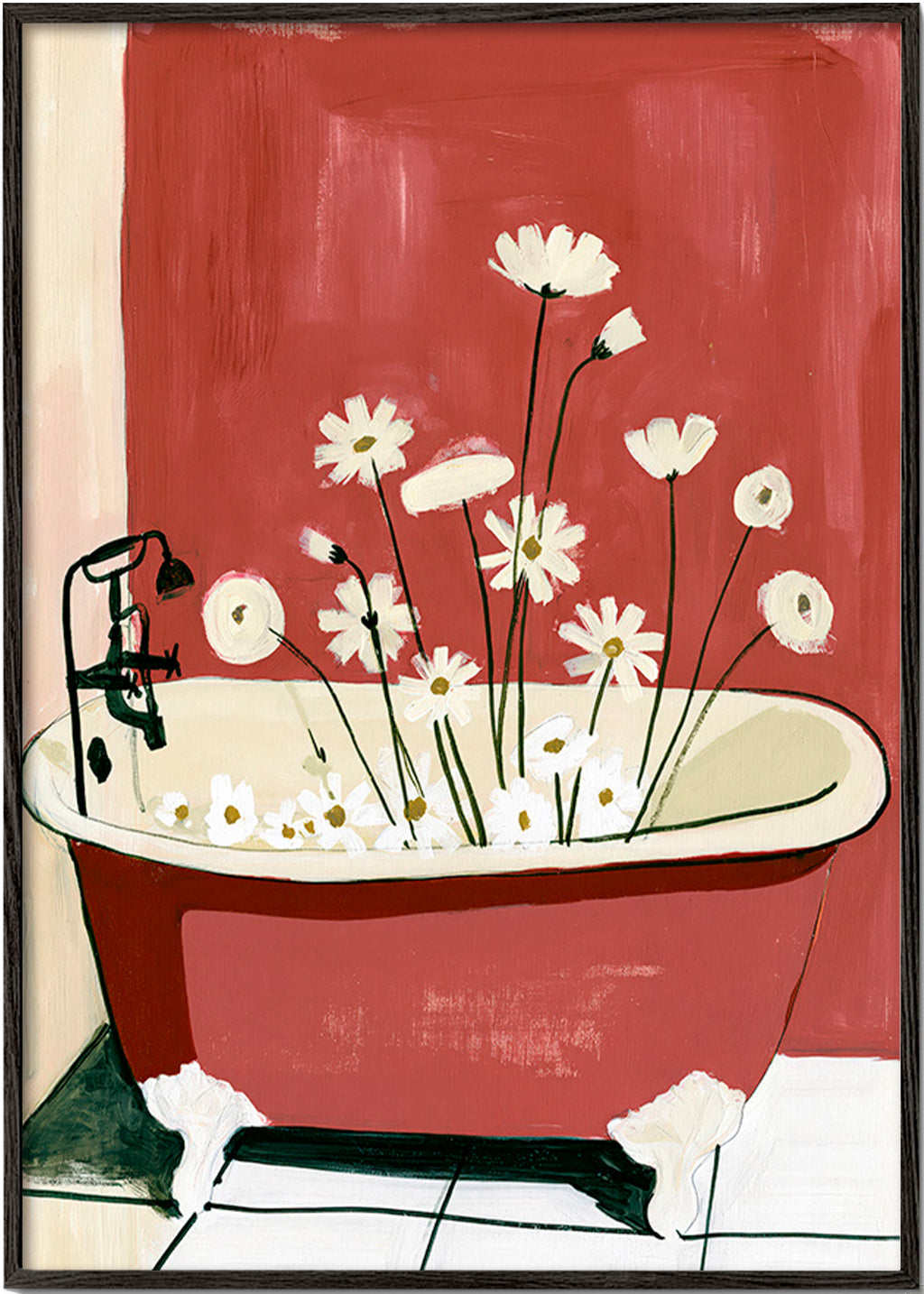 Botanical print with bathtub flowers