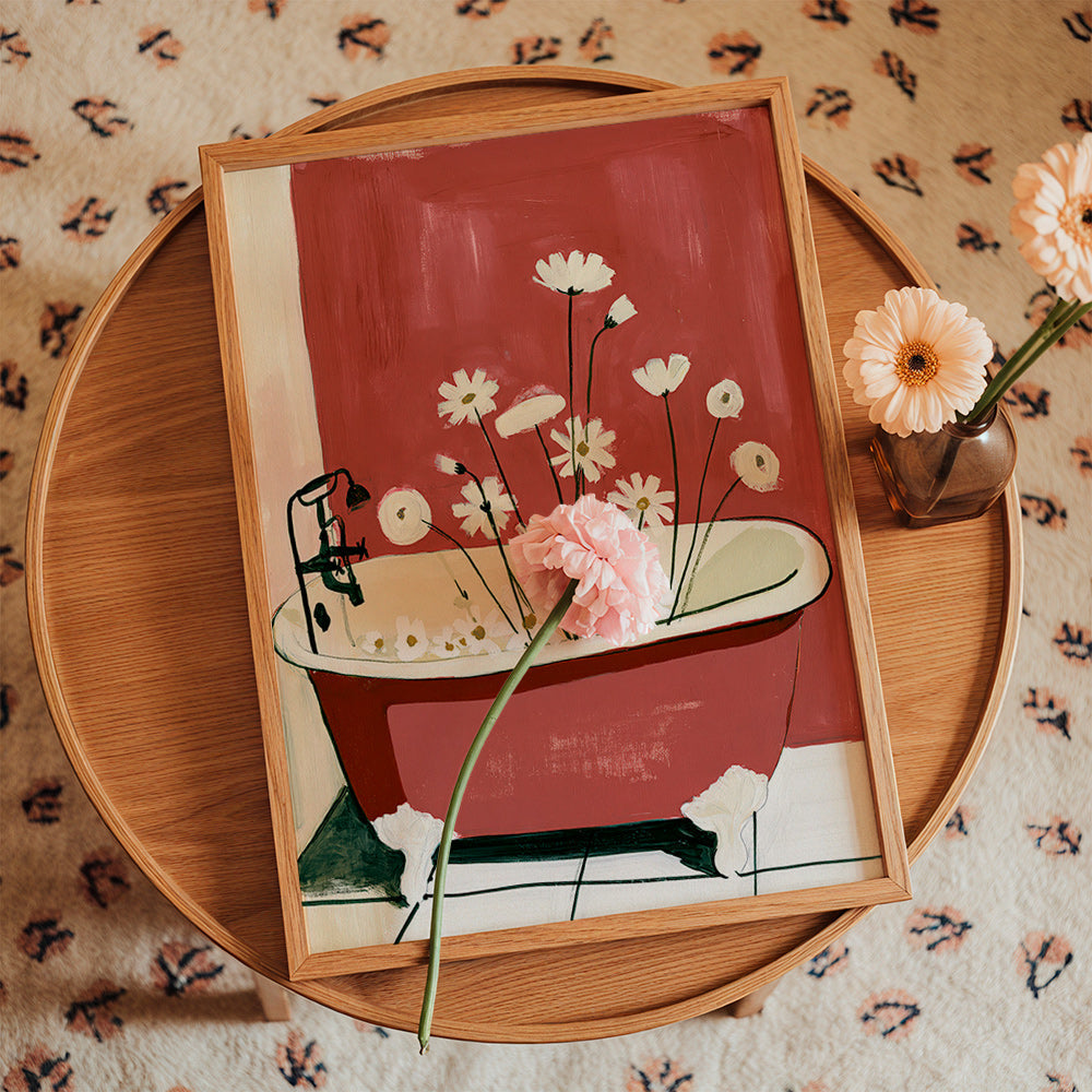 Botanical print with bathtub flowers