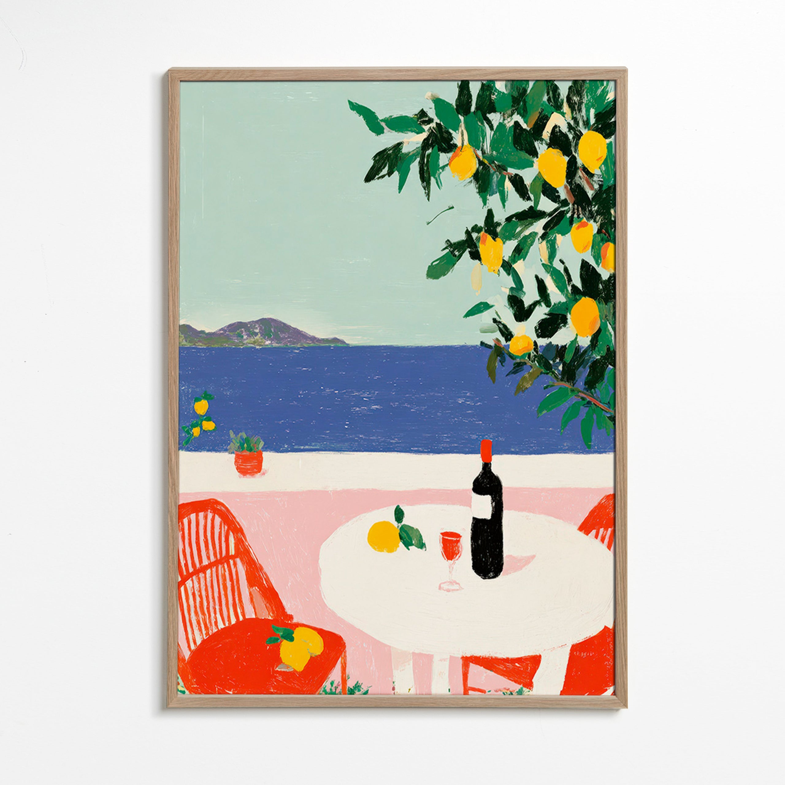 Kitchen art Mediterranean table with lemons