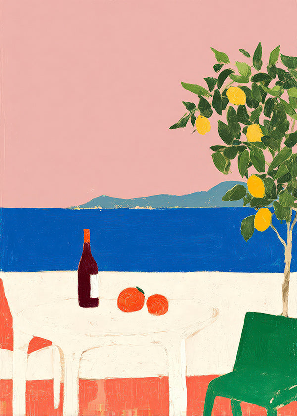 Kitchen art Pink Riviera with lemon tree