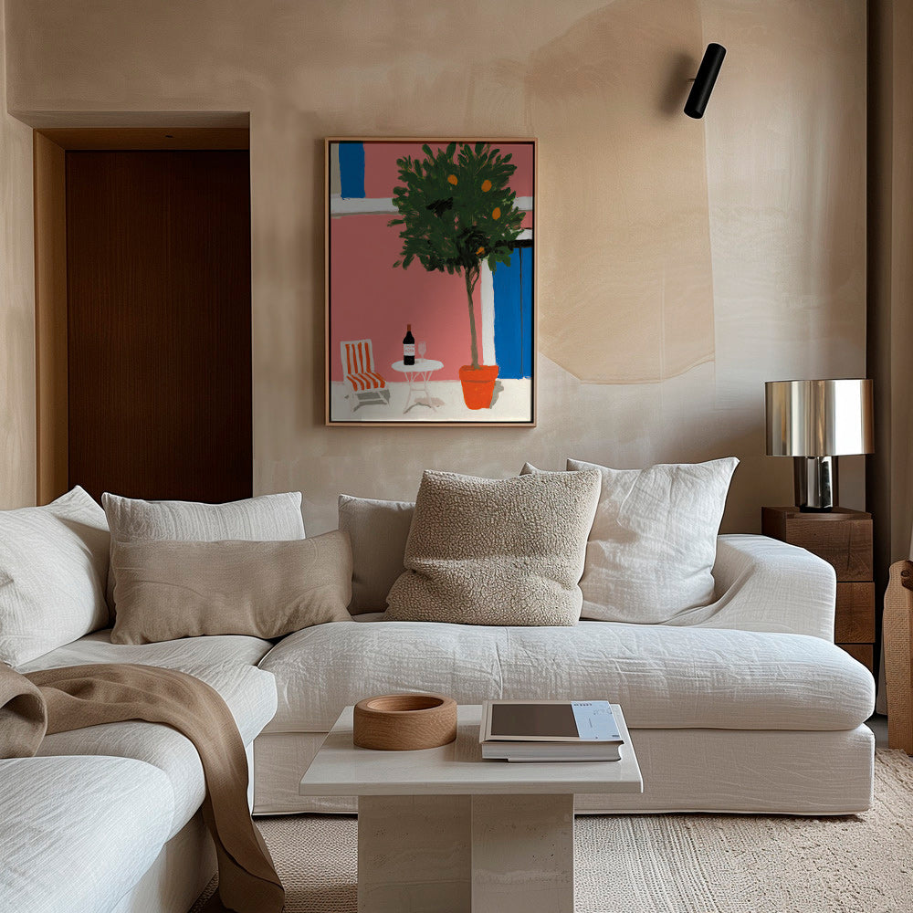 Kitchen art featuring a citrus pot on a terrace