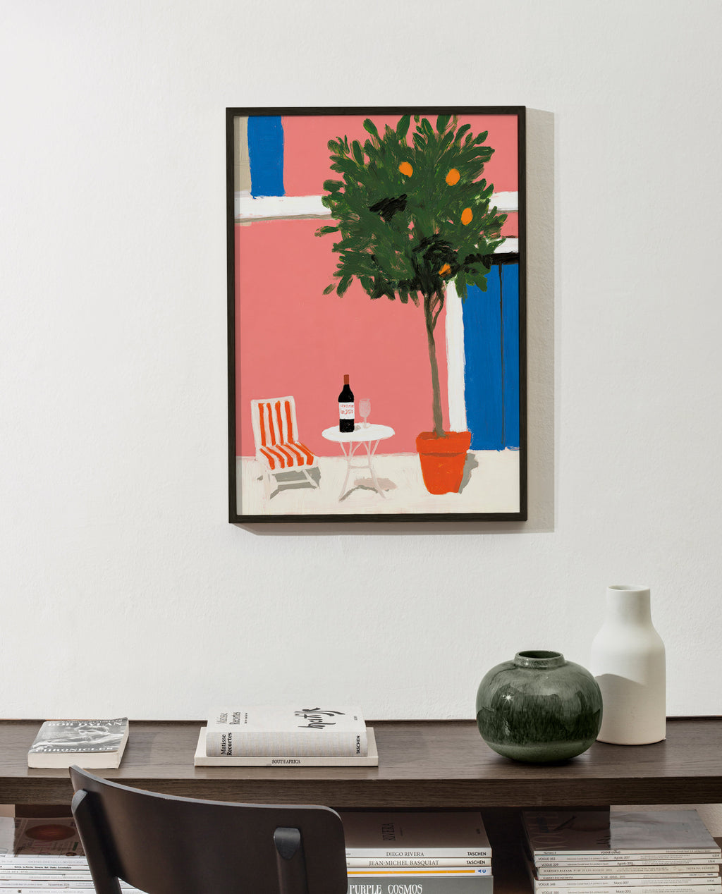 Kitchen art featuring a citrus pot on a terrace