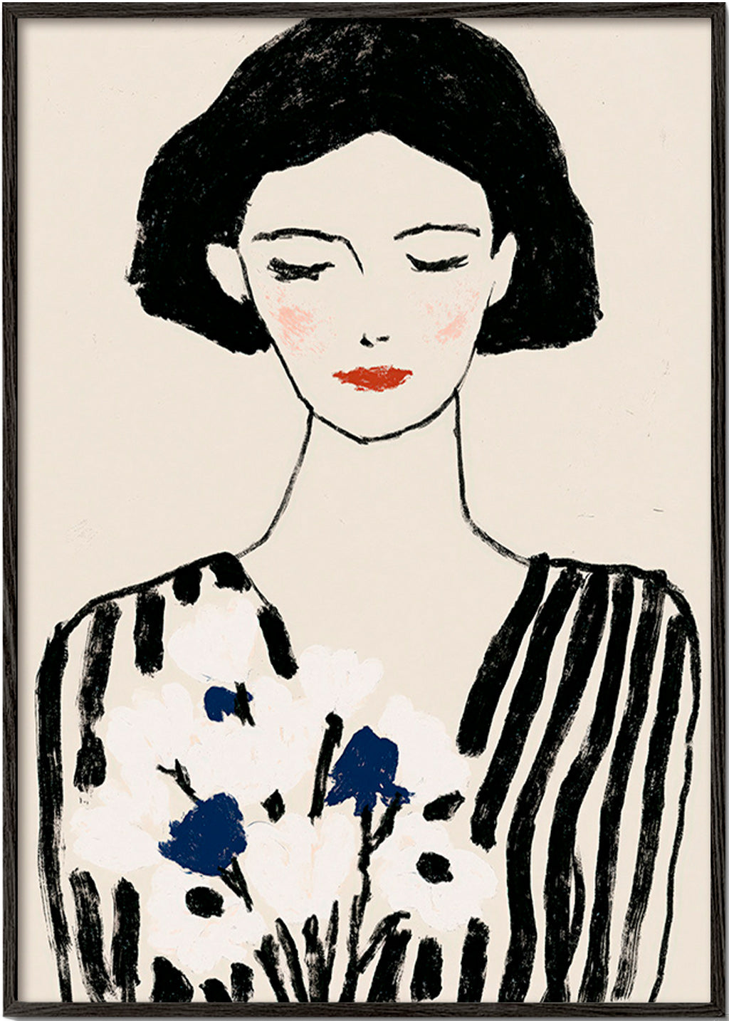 Illustration: woman portrait with floral motif