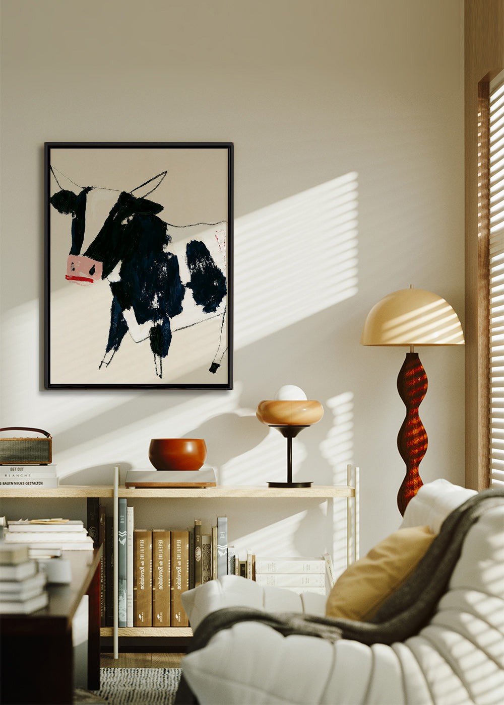 Artwork cow with playful brushstrokes