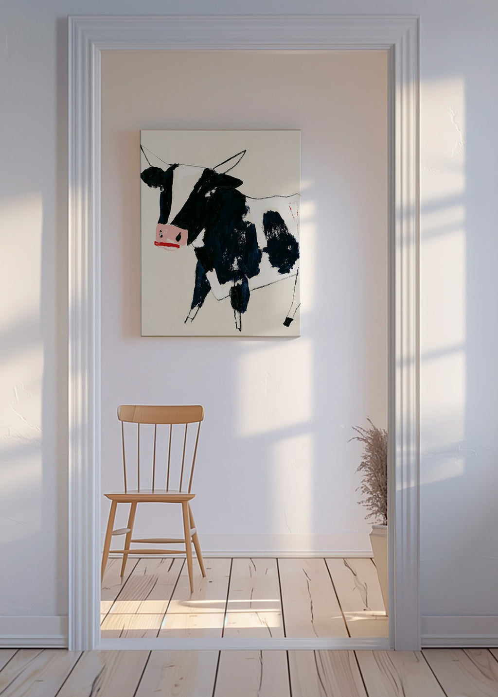 Artwork cow with playful brushstrokes