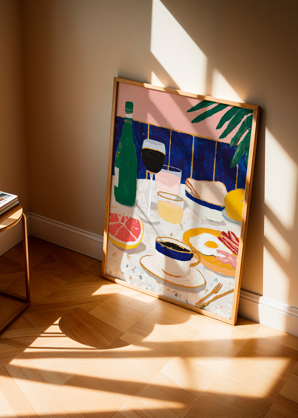 Kitchen art: breakfast still life with grapefruit and coffee