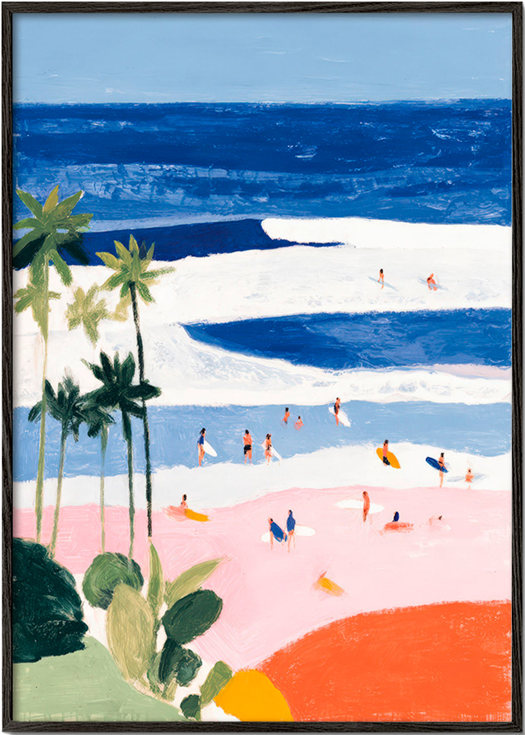 Landscape art: beach surf and palms