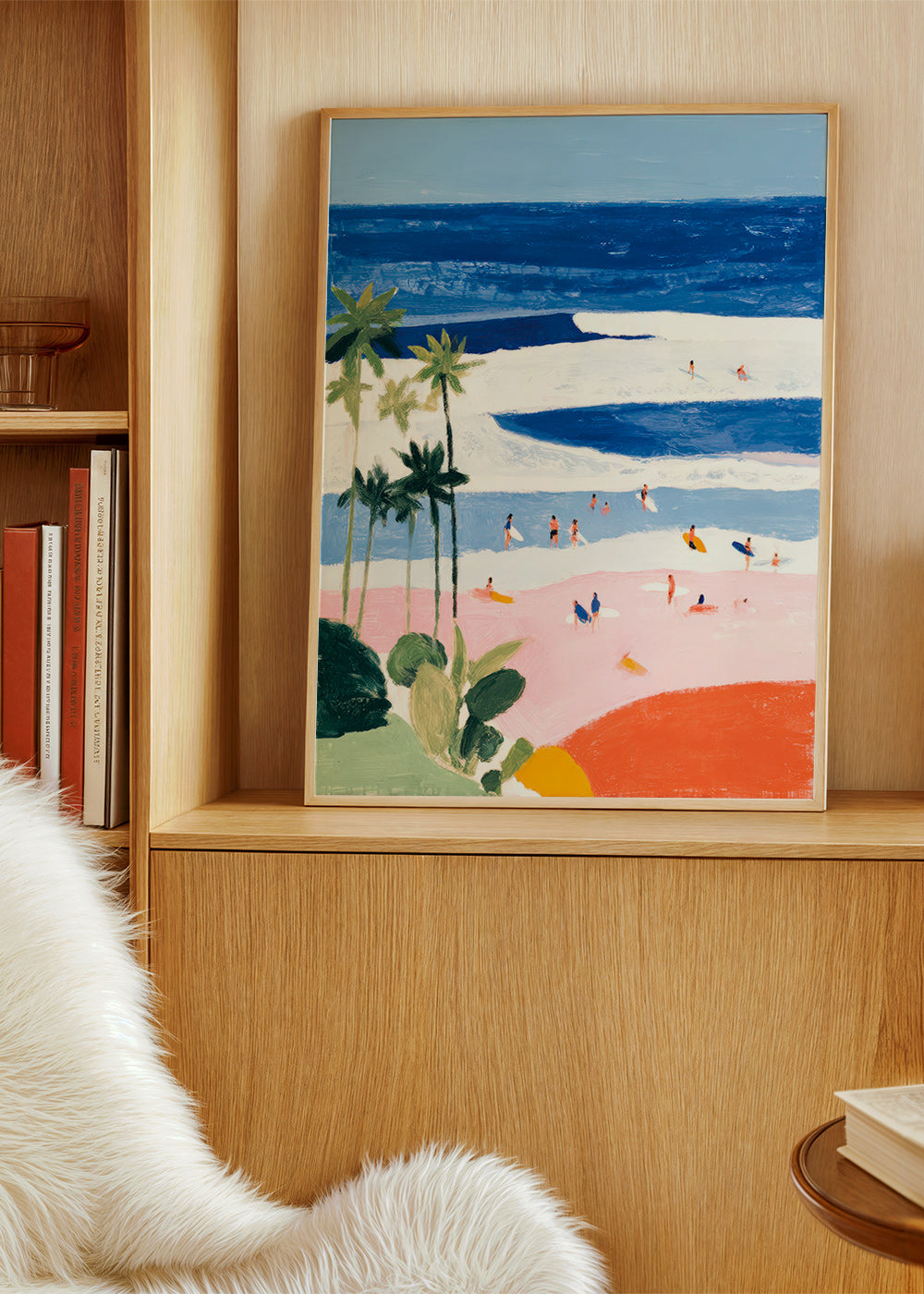 Landscape art: beach surf and palms