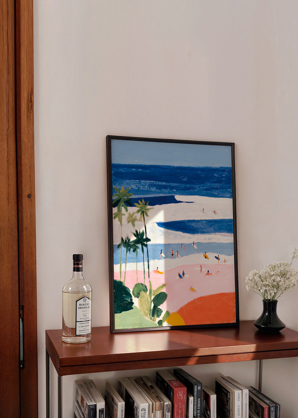 Landscape art: beach surf and palms