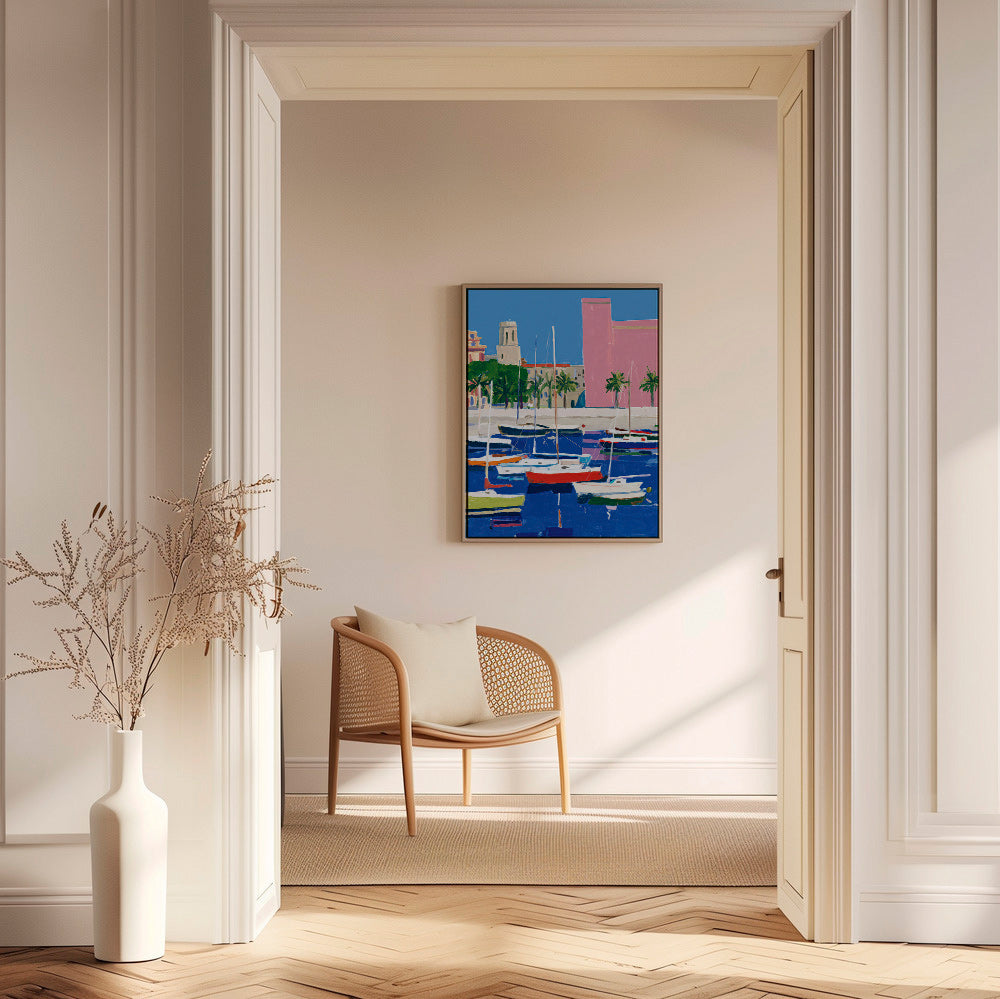 Pastel harbour landscape